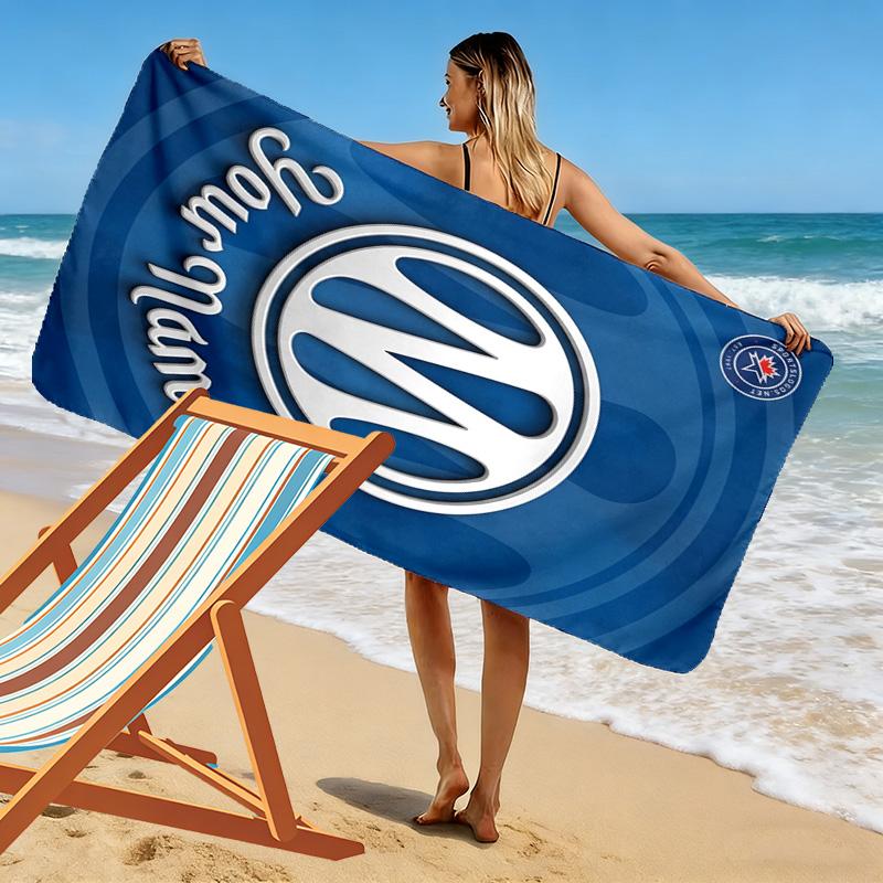 Name Custom Olympique De Marseille Print Beach Towel, Large Soft Quick Dry Towel for Beach Camping Swimming