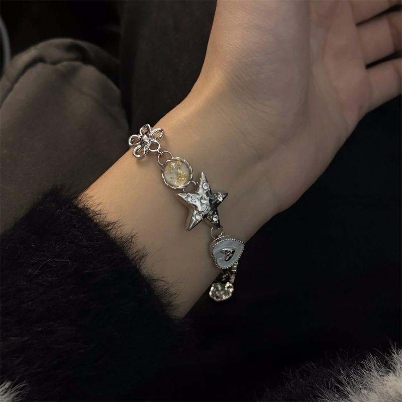 YK Diamond-set Flower Star Love Pendant Bracelet Cold Wind Personalized Commuter Bracelet Light Luxury High-end Jewelry