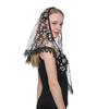 Women Triangle Scarf for Church Prayer Shawl Embroidered Lace Veil Floral Headcovering Tassel Veils Mantillas for The Church's