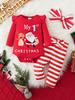 Alphabet Print Baby Romper Set - Bow Pants Two-Piece Outfit