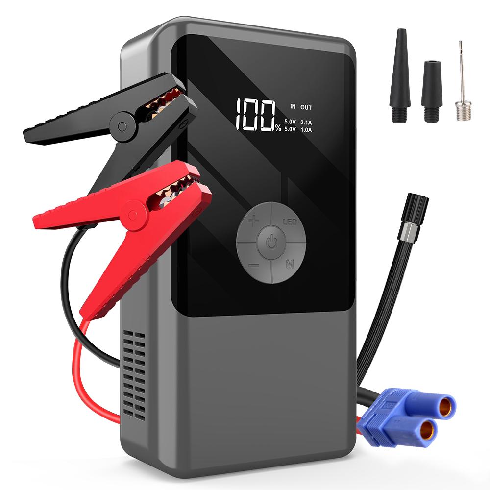 Tire Air Pump with LED Light Jump Starter Digital Tire Accessories Power Bank Automobile Battery Booster Power Pack 2000A Peaks with Air Compressor