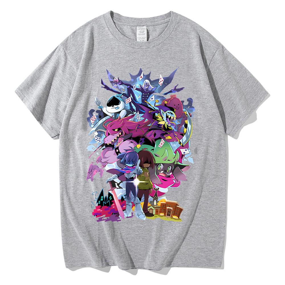 Deltarune Merch Personaggi Artwork Maglietta Cast Completo Abbigliamento per Fan Gioco Deltarune Maglietta in Cotone Top Divertente Larga Unisex Tee