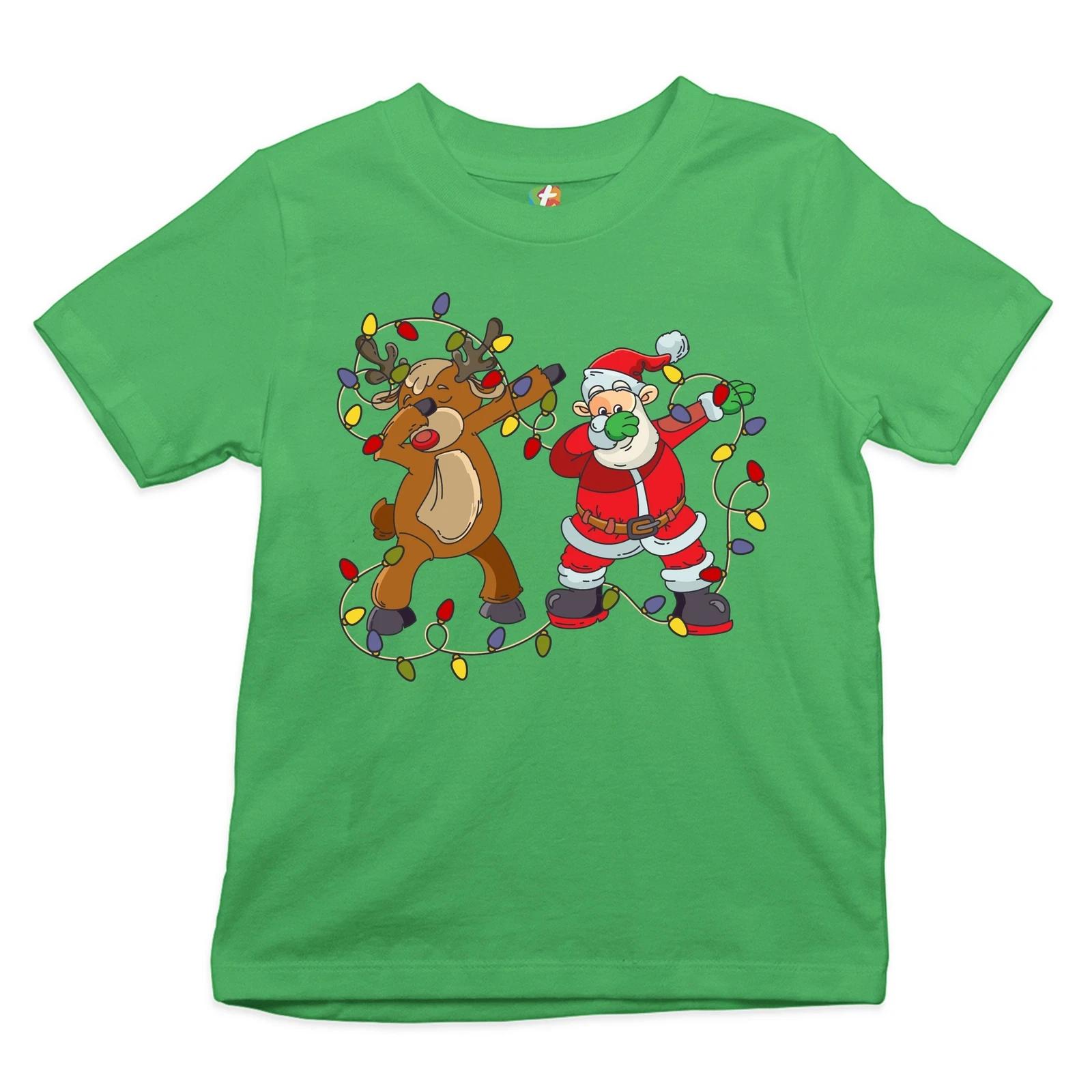 Santa Claus and Rudolph Dab Dance Youth kids boys T-Shirt Merry Christmas Xmas Kids 150