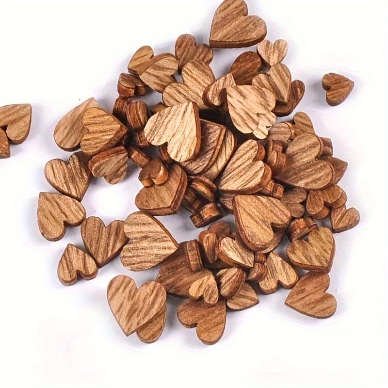 100pcs Assorted Sizes Wooden Heart Shapes, Rustic DIY Scrapbooking Crafts, Wedding Party Decor Wooden Art Supplies Scrapbooking Crafts