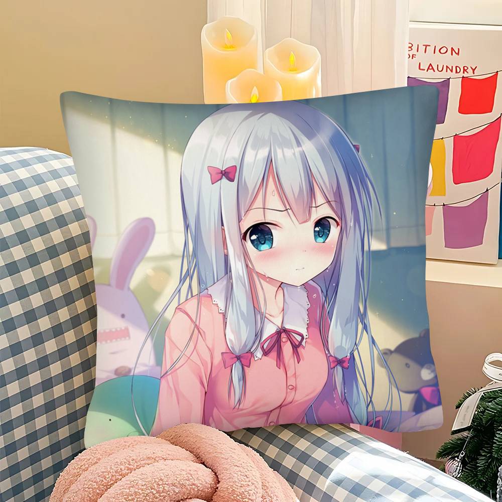 Anime Girl Izumi Sagiri Pillow Case Fashion Square Pillowcase Bedroom Sofa Room Ins Decoration Leisure Cushion Cover