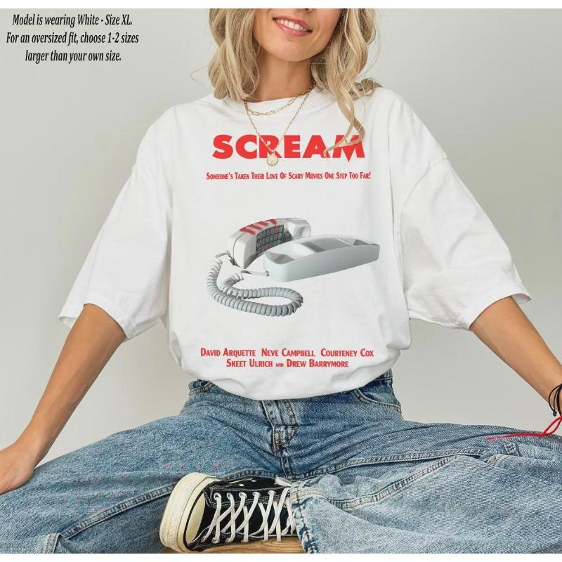 Retro Scream Movie Tshirt for Women Summer New Retro Unisex Cotton Casual Fashion Tshirt S