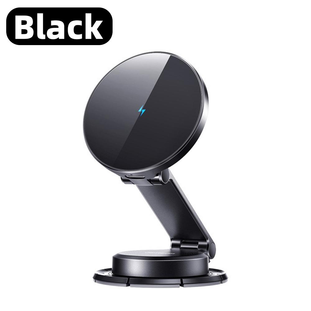 

Магнитный автомобильный кронштейн для быстрого беспроводного зарядного устройства 15 Вт, вращающийся на 360° держатель для телефона iPhone MagSafe, складная подставка, аксессуары чёрный