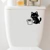 Waterproof Bathroom Wall Decals Funny Black Cat Toilet Sticker, Cute Cartoon Decal, Removable Tank PVC Sticker for Washroom Home Decor Lover