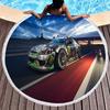 Sport Car Round Beach Towel,Cool Racing Print Sand Resistant Beach Blanket,Absorbent Quick Dry Pool Towel Portable Picnic Mat