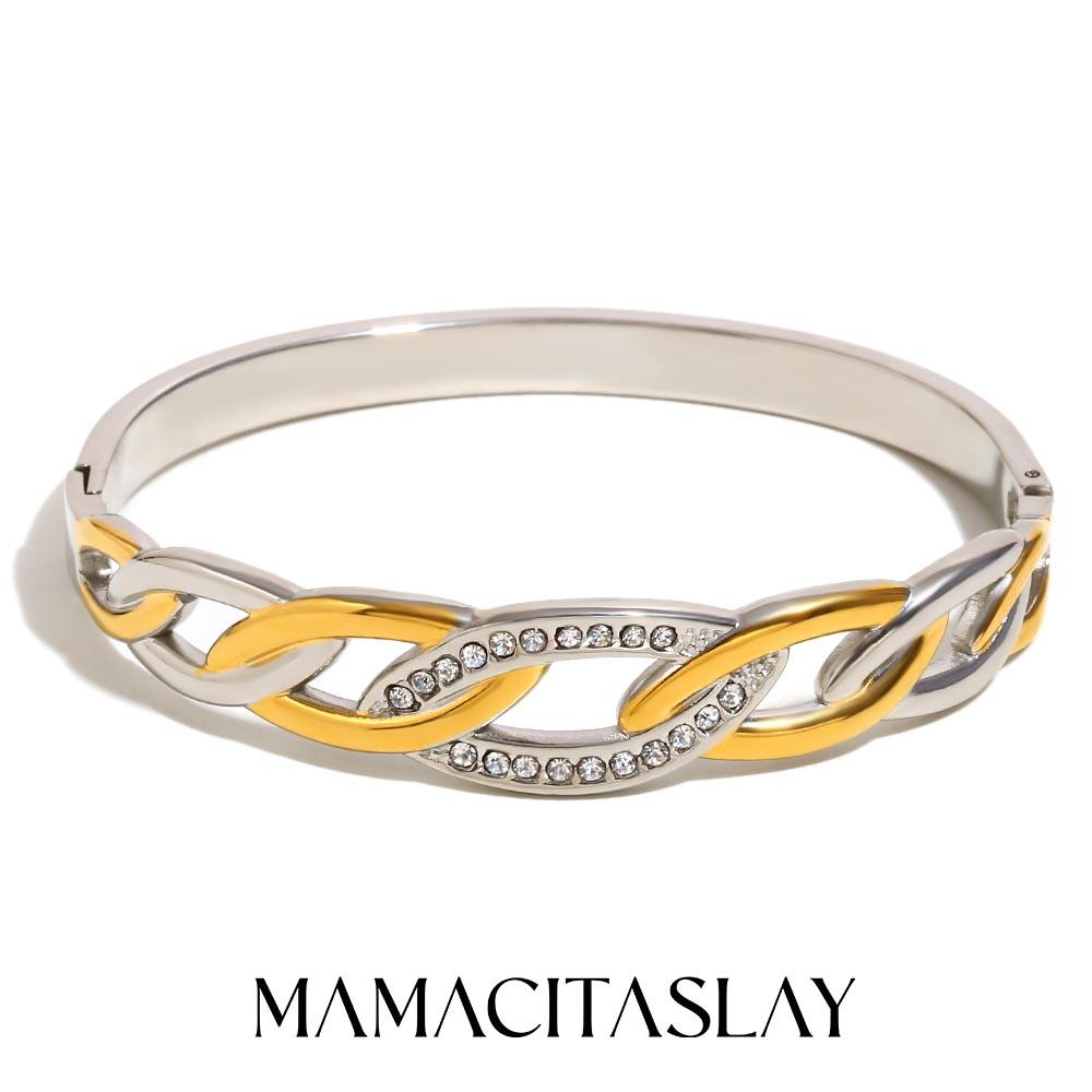 MamacitaSlay Creative Cool Stainless Steel Geometric Open Bracelet Party Popular Waterproof Wrist Jewelry High Quality Jewelry