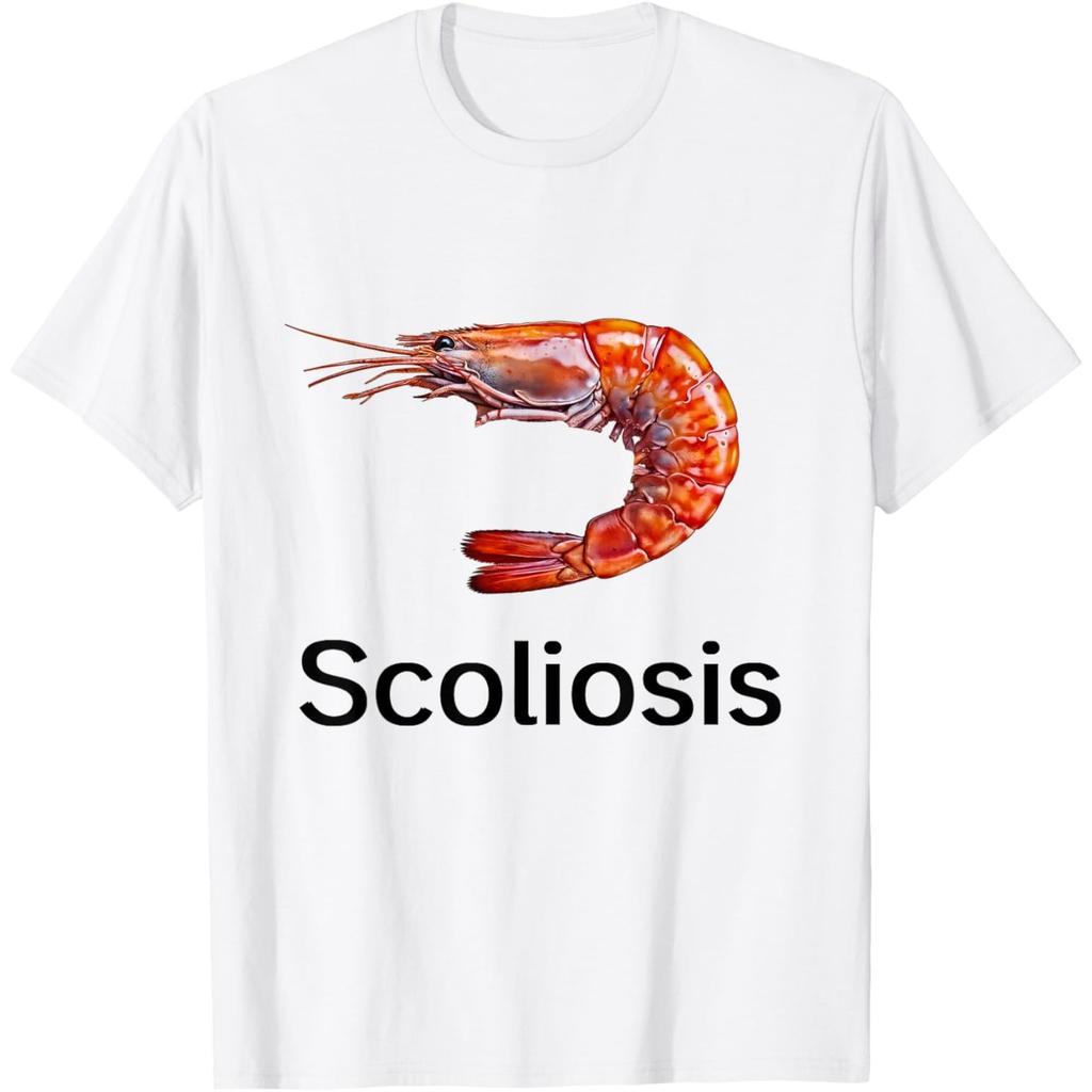 Scoliosis Shrimp Funny Curved Graphic Tee Unisexs Breathable Cotton TShirt Casual