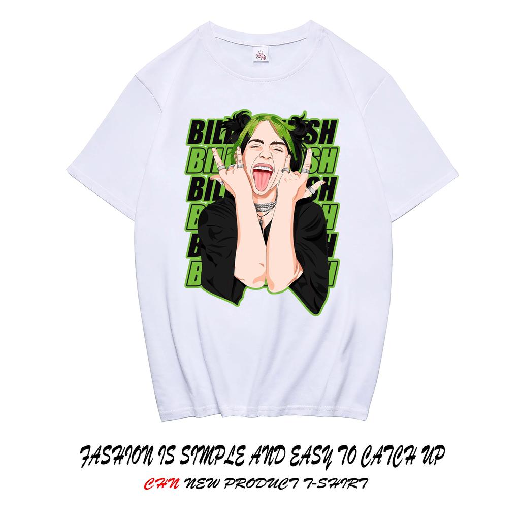 Billie Eilish Çevre Birimleri Grafik Baskılı Kısa Kollu Gömlek Erkek Kadın Bol Günlük Üstler Oversize Pamuklu Sokak Giyimi Y2K Tarzı Tişört