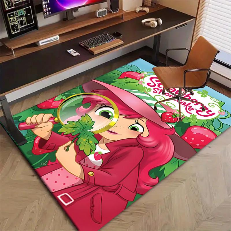 1pc Princess Strawberry Design Printed Area Rug Carpet for Bedroom Living Room Home Decor Rugs Mat Non Slip Mat Rug for Bedside