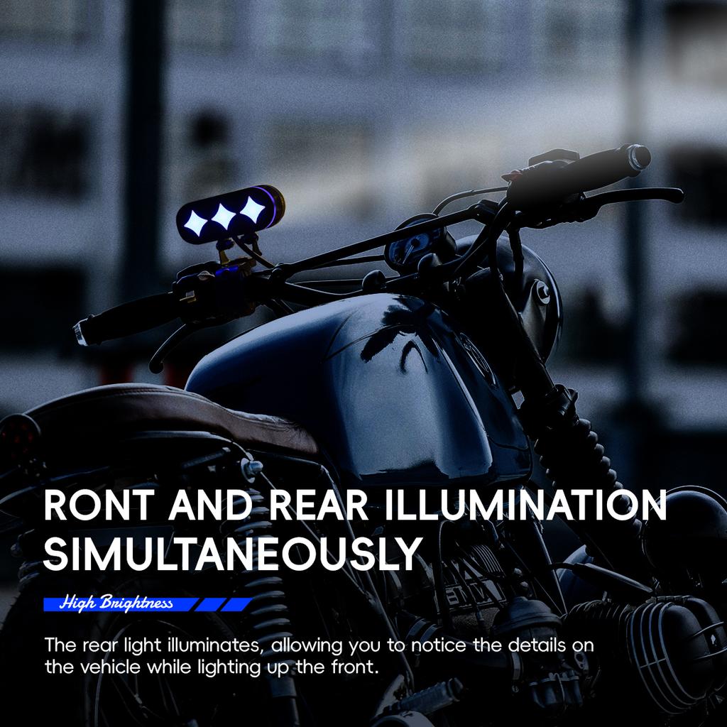 Motorcycle Headlights LED Lens Spotlight Dual Color Flash Light Fog Lamp Aperture Motorcycle Work Light Decorative Scooters