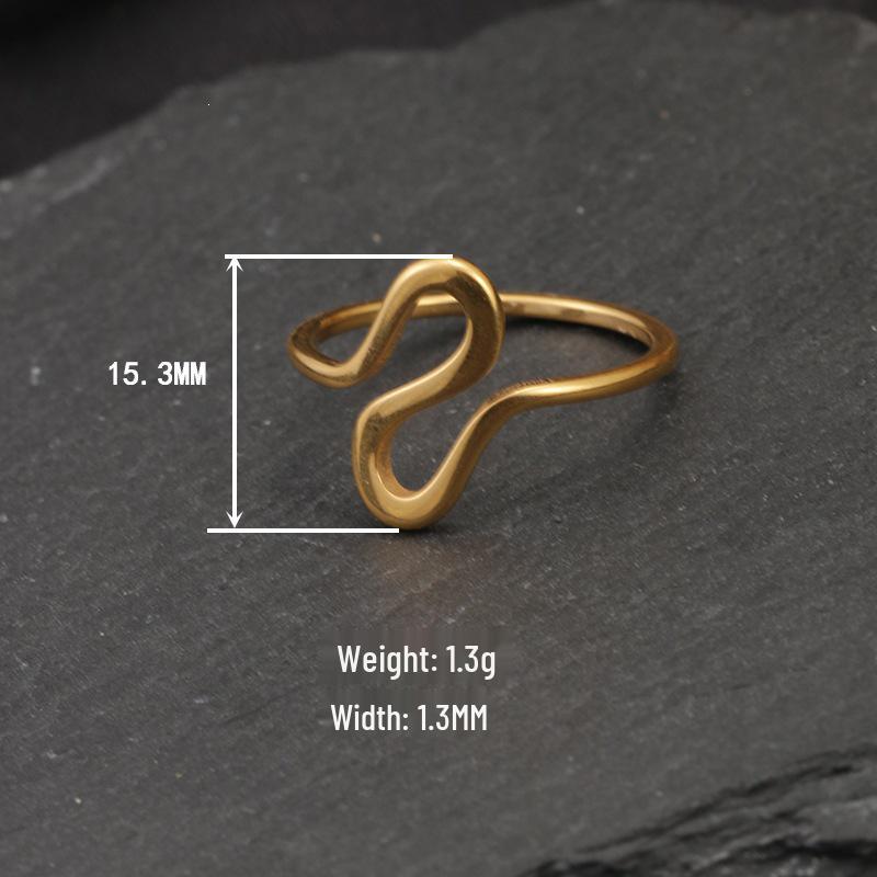 Gold-Plated Wave Design Index Finger Ring for Women - Luxury Fashion Statement Ring
