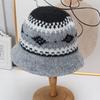 Vintage Fair Island jacquard knitted bucket hat women's autumn and winter thickened warm wool hat showing face small bucket hat