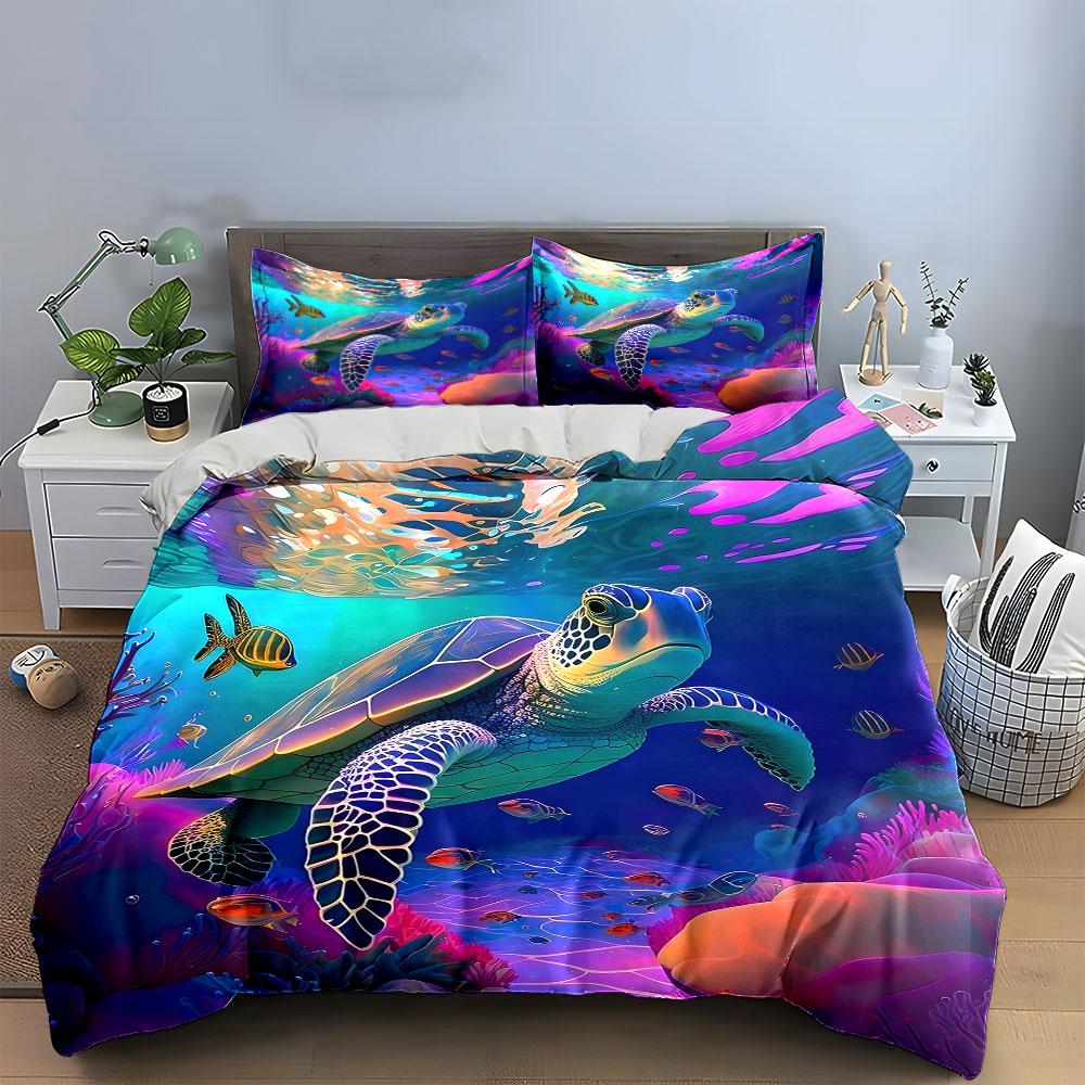 "Vivid Underwater Turtle Symphony" Bedding Sets Duvet Covers Pillowcases(1* Duvet Cover 2* Pillowcases Without Duvet Insert)
