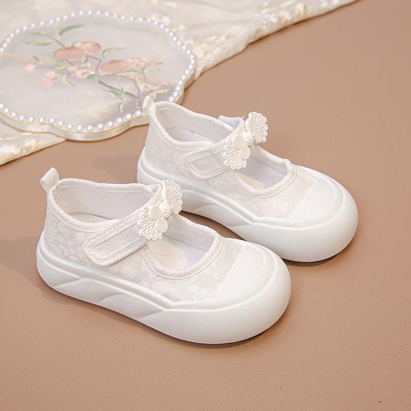 Kids Lace Mesh Hook And Loop Mary Jane Flats 26