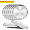8Pcs Stainless Steels Round Silver Shallow Tray Plate Rust-Proof 17/20/23/26 Camping Plate BBQ Picnic Dishes Cookware