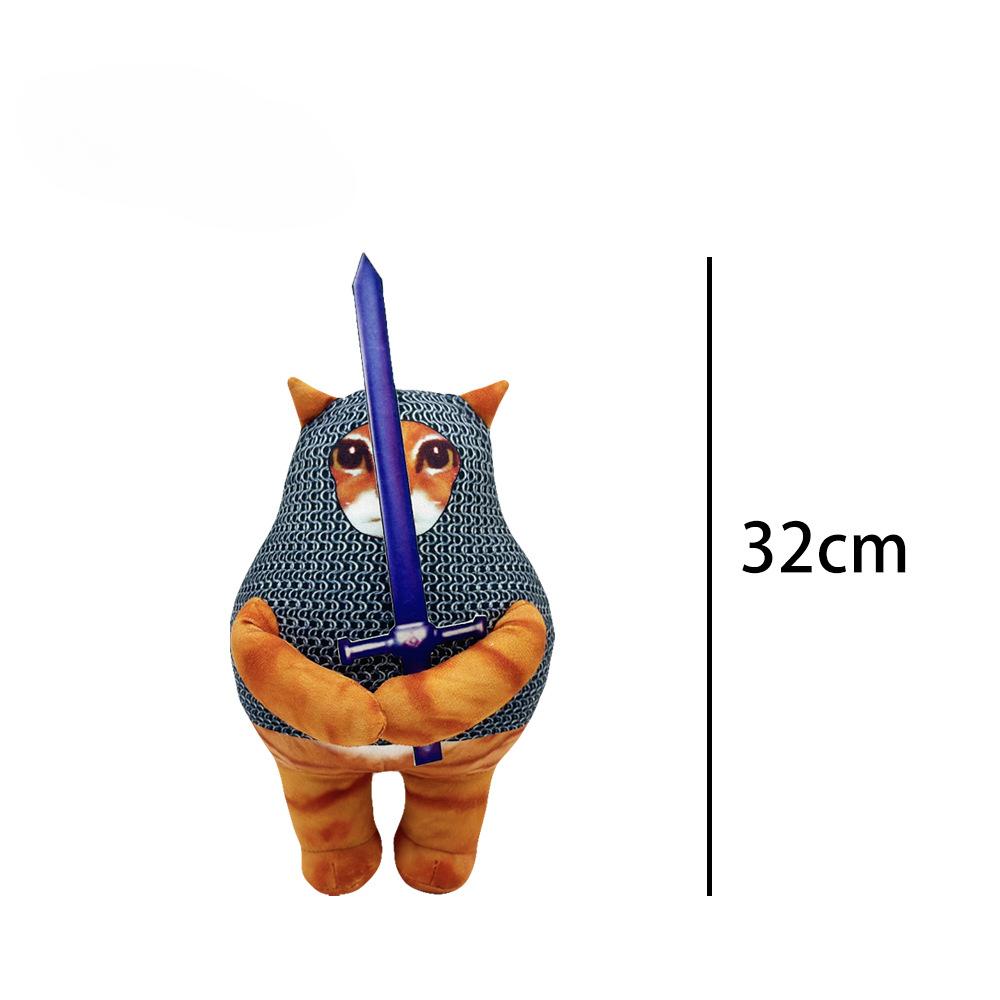 

Новый низкополигональный кот, держащий меч, кот, удобная мягкая плюшевая кукла 32cm