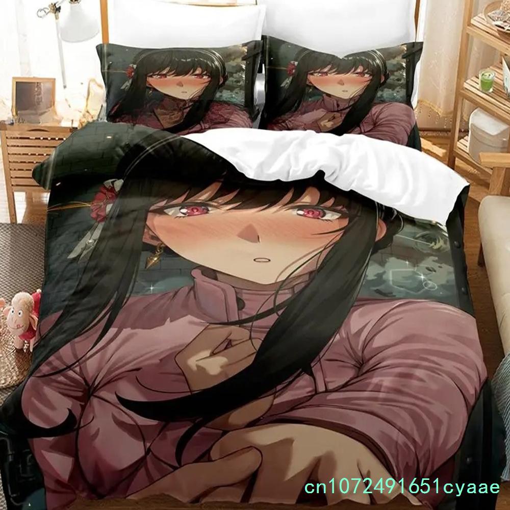 Spy Family Yor Forger Bedding Set Single Twin Full Queen King Size Bed Set Aldult Boys Bedroom Duvetcover Sets Anime Bed Sheet