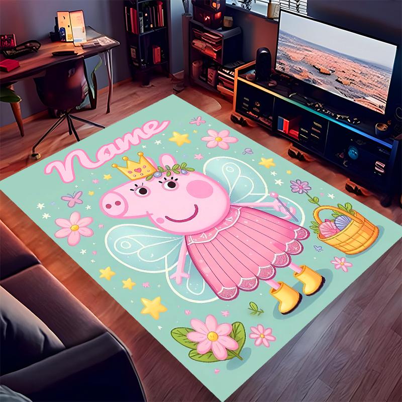 Custom personalization Peppa Pig Print Area Rug - Soft, Washable Non-Slip Indoor Mat,Living Room,Home&Office Decorative Rug
