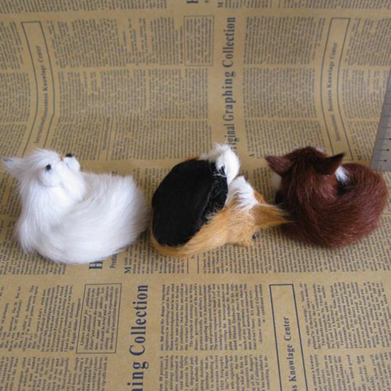 Simulation Fox Toy Realistic Adorable Plastic Fleece Long Plush Cute Squatting Fox Model for Home