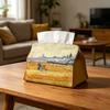Tissue Box Rectangular Napkin Holder with Oil Painting Design Resistant To Fading Dispenser for Home Office Bathroom Kitchen Bedroom