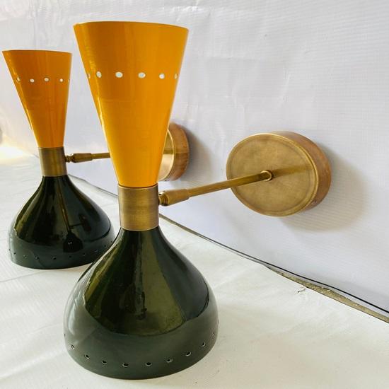Wall Sconces Brass Italian Wall Light Modern Italian Style Sconces Diabolo Wall Light 2 Bulb Pair 1950’S Style Mid Century