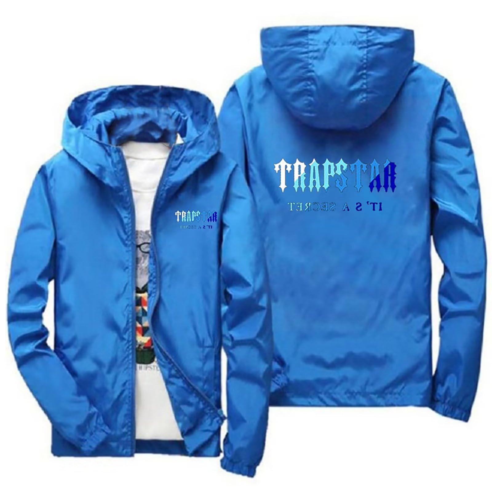 Women s Fashion Casual Printed Long Sleeve Pocket Cardigan Jacket Zipper Hoodie Coat M синий