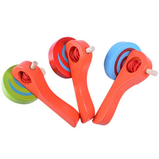 EDC Classic Wooden Peg Top Spinning Gyro with Launcher Rope Children Play Toy Gift