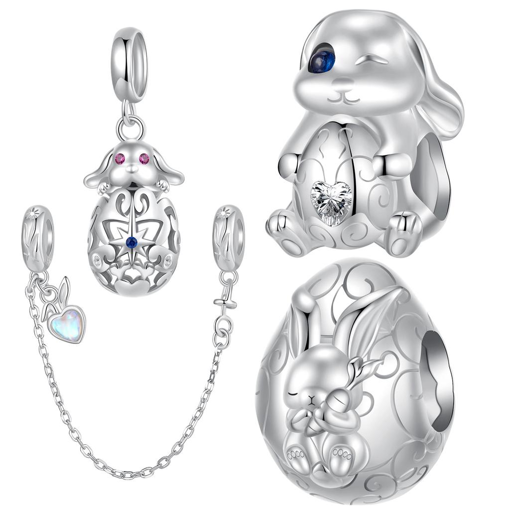 Easter Bunny Egg Series Diy Bracelet Beaded Children'S Fun 925 Silver Bead Accessories