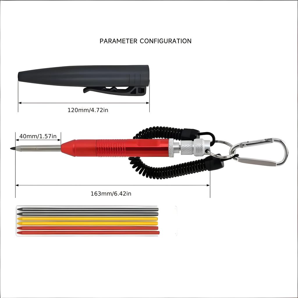 Graphite Marking Pencil with Lock Buckle Extended Pen Holder Durable Anti-drop Pen Sleeve Woodworking Marking Tool