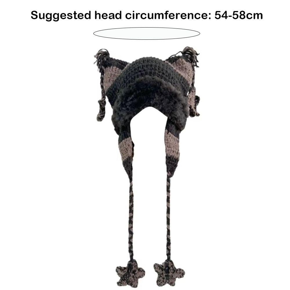 Thick Winter Bucket Hat Knitted Star Caps Casual Cat Ear Hat