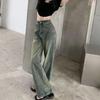 Jaren 2000 Vintage Verlengen Rechte Jeans Vrouwen Chique Koreaanse Hoge Taille Gewassen Denim Broek Vrouwelijke Elegante Streetwear Losse Wijde Pijpen Broek