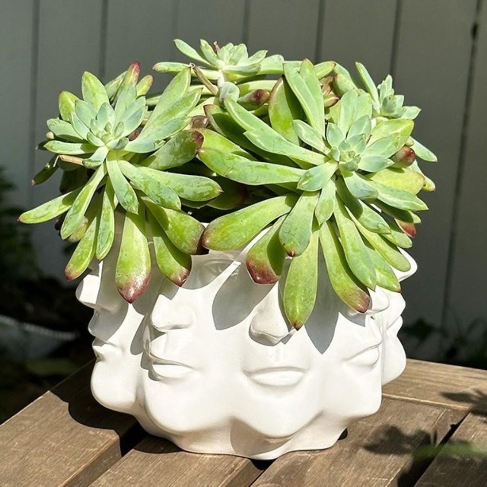 Unique Style Abstract Flower Pot Multi Sided Face Decorative Floral Ware  Office Ornament