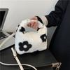 Women Faux Fur Soft Plush Handbags Ruched Handle Small Shoulder Crossbody Bag Casual Fluffy Totes Purse Winter Bags For Women