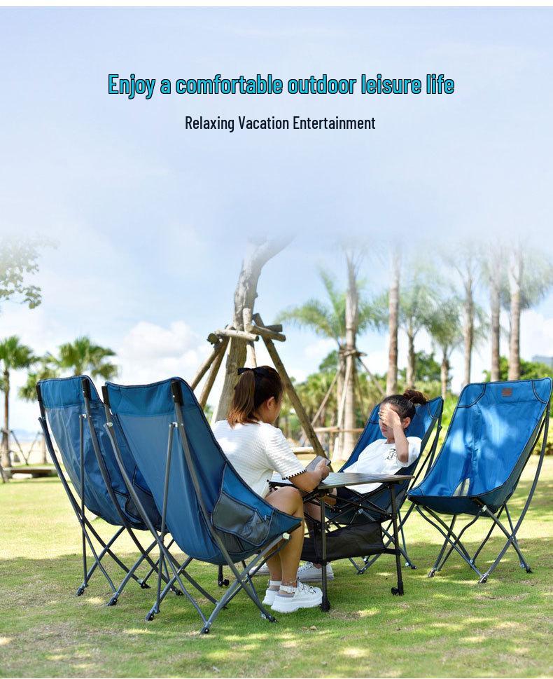 Přenosné křeslo Moon s opěrkou hlavy pro kempování, rybaření, grilování a venkovní volnočasové aktivity