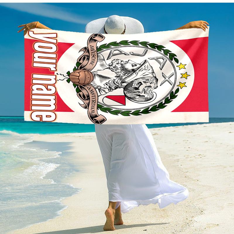 Personalized customized proof beach towel with AFC Ajax logo pattern - soft, absorbent,quick-drying,perfect