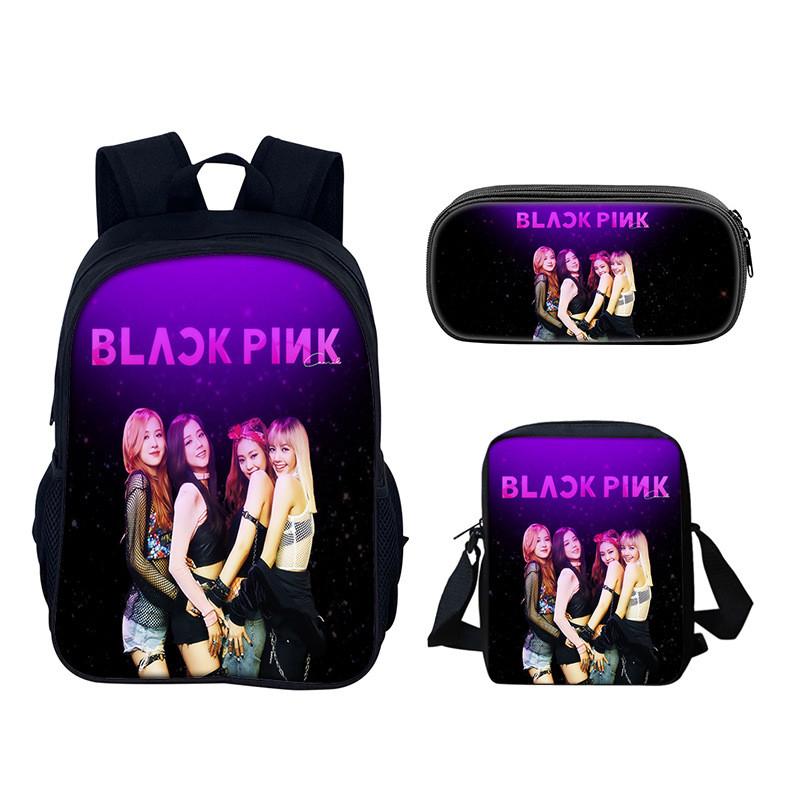 Set de Mochila Estudiantil Blackpink con Material de Nylon y Diseño Creativo para Uso Diario