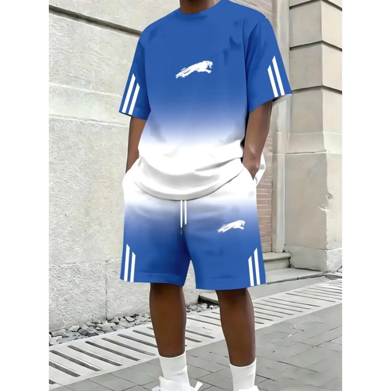 Hot Selling Men's Summer New Comfortable Short-sleeved Round Neck T-shirt Shorts 2-piece Set