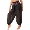 Bauchtanz-Kostüm für Damen, Laternenhose, seitlich geteilte Pailletten, glänzende Haremshose, arabische Halloween-Hose