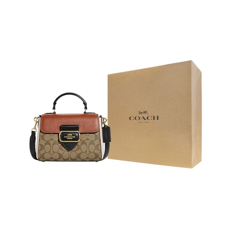 Coach Morgan 21 Classic Monogram Flap Closure Shoulder Bag Women Shoulder Bag Brown Rust CE569-IME7V