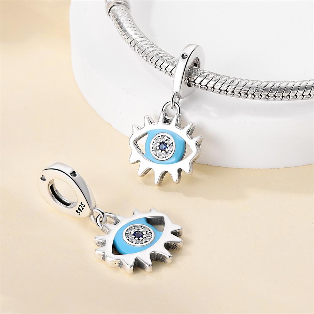 Original Copper Charms Luxury Blue-Eyed Pendant Beads Fit Bracelet Diy Women Making Delicate Gift Jewelry