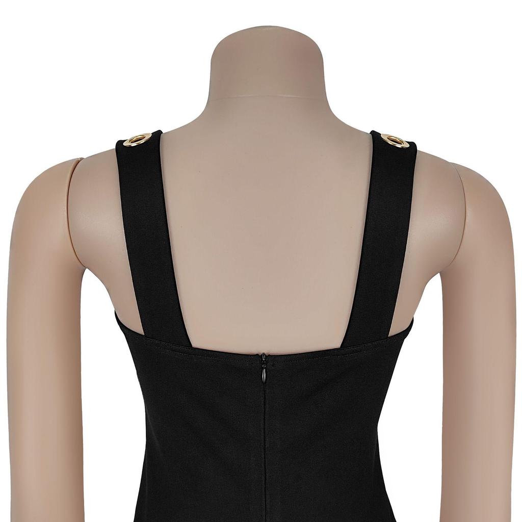 C7322 Elegant Slim-Fit Women's Dress with Button Decoration