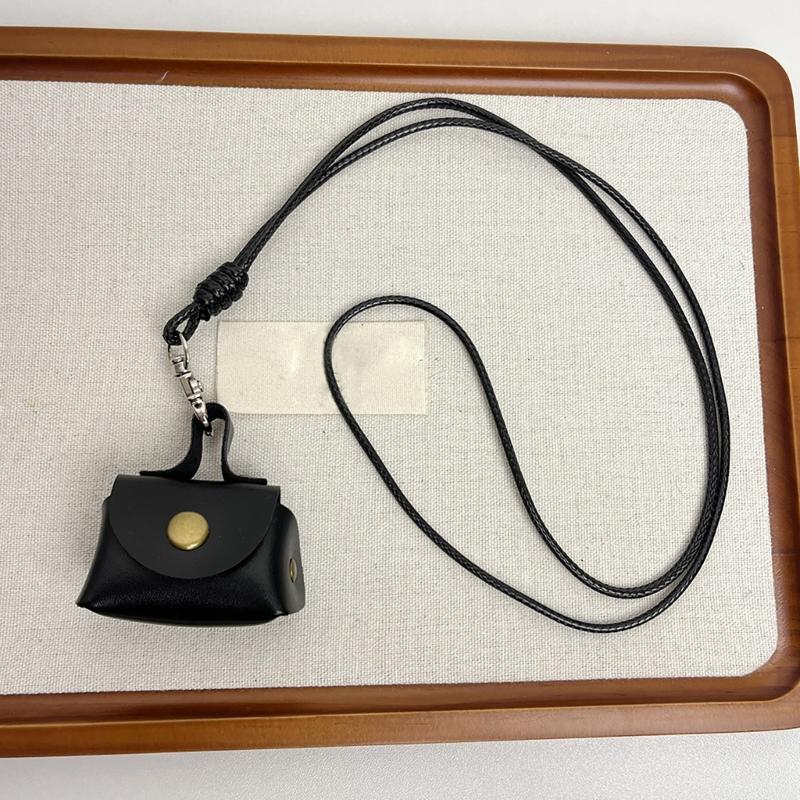 Vintage Robuster Leder-Halsbeutel zur Aufbewahrung von Kopfhörern und Münzen Kleine Lange Designs für Modische Frauen Damen