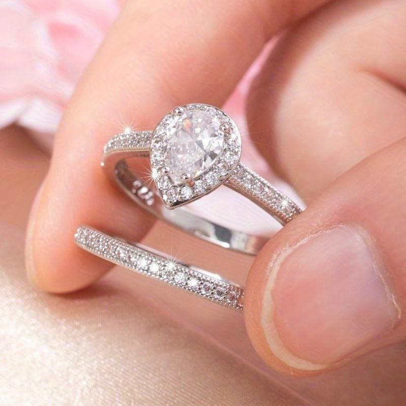 Fashionable and Exquisite Temperament, Personalized and Creative Ring, Ladies' Elegant and Versatile Water Droplet Couple Ring Set