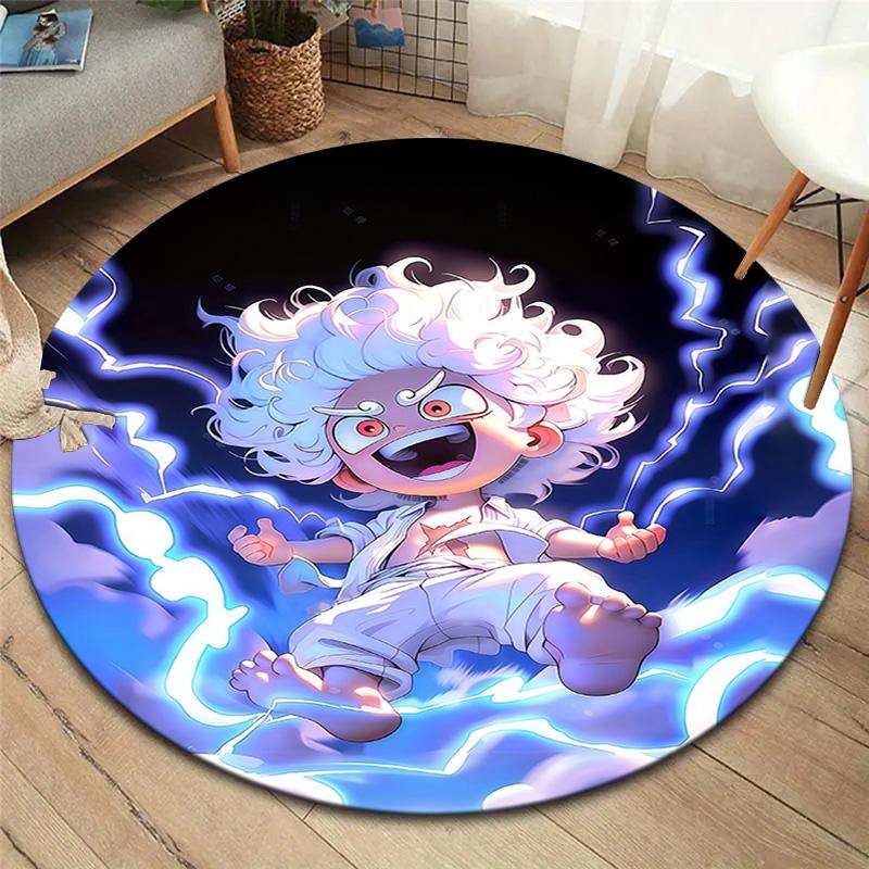 One Piece Gear Round Area Rug Carpet Rug For Living Room Bedroom Sofa Playroom Decor Nonslip Floor Mat