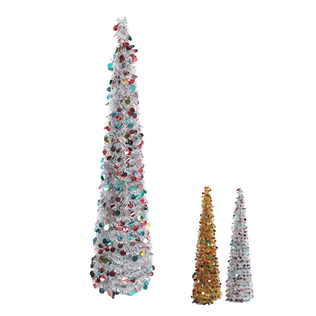 4,9 fot PET vikbar konstgjord julgran paljett popup julgran för hemdekoration