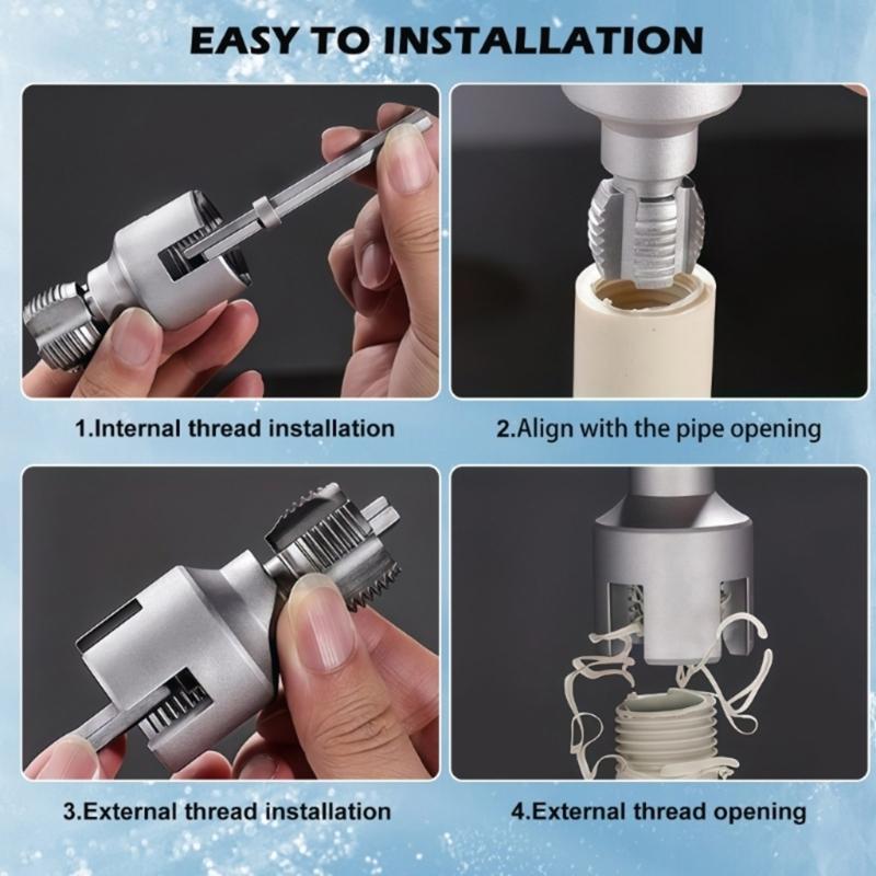 Efficient Cutting Carbon Steel Pipes Threading Tool with Integrated Design for Multiple Size 1/2 3/4 1Inch and Nonslip Handle